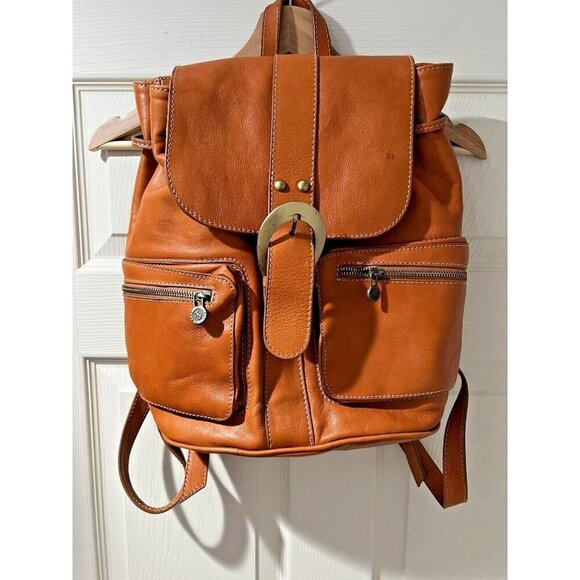 Borse In Pelle Women Brown Backpack Genuine Leather Made In Italy - Picture 1 of 9